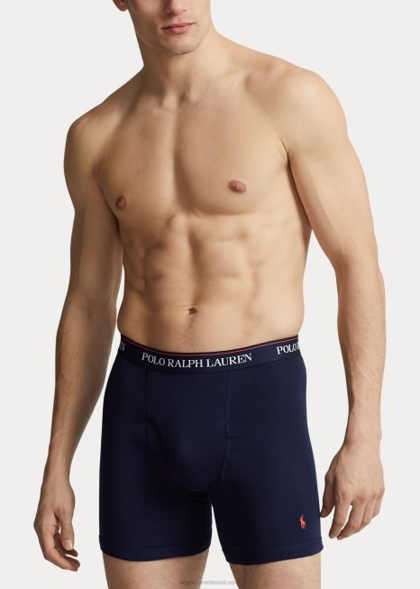 wicking boxer cueca com 3 unidades BD6J590 homens Ralph Lauren impressão de hibisco marinho/real