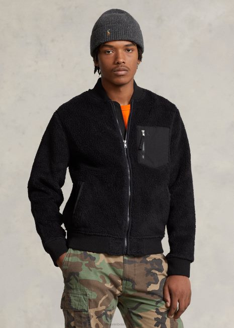 jaqueta bomber de lã colada BD6J1208 homens Ralph Lauren preto