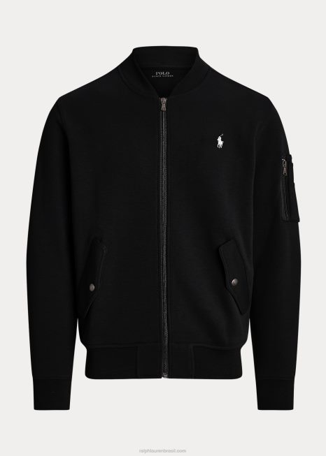 jaqueta bomber malha dupla BD6J566 homens Ralph Lauren preto