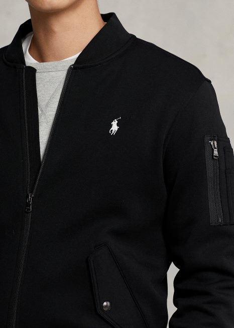 jaqueta bomber malha dupla BD6J566 homens Ralph Lauren preto