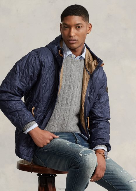 jaqueta com capuz repelente de água BD6J114 homens Ralph Lauren marinha sombra