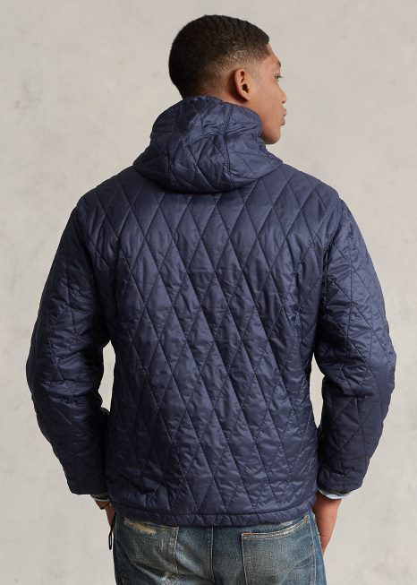 jaqueta com capuz repelente de água BD6J114 homens Ralph Lauren marinha sombra