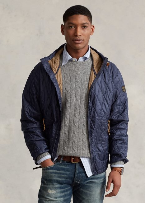 jaqueta com capuz repelente de água BD6J114 homens Ralph Lauren marinha sombra