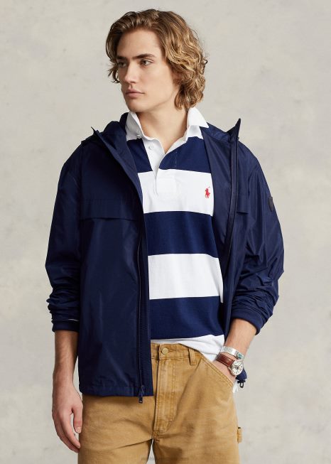 jaqueta com capuz repelente de água BD6J8384 homens Ralph Lauren marinha de newport