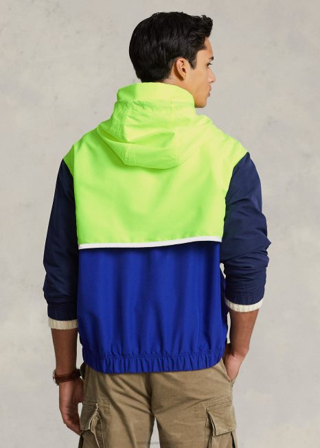 jaqueta com capuz repelente de água embalável BD6J8508 homens Ralph Lauren cidade real multi