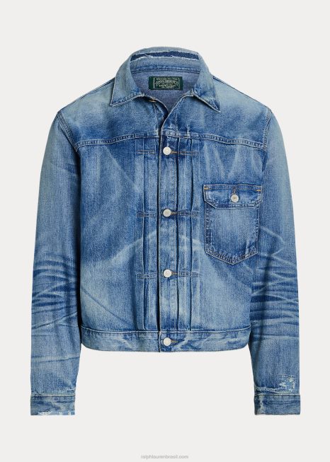 jaqueta de camionista jeans desgastada BD6J1242 homens Ralph Lauren Glenville