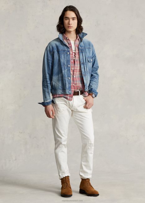 jaqueta de camionista jeans desgastada BD6J1242 homens Ralph Lauren Glenville