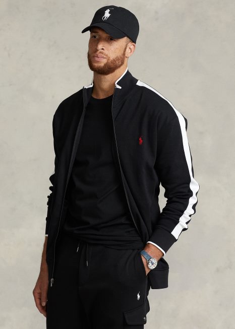 jaqueta de trilha interlock BD6J1634 homens Ralph Lauren preto