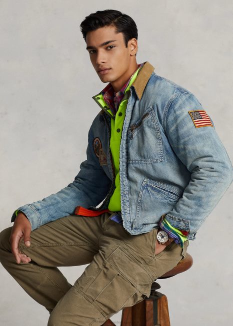 jaqueta jeans trucker BD6J1155 homens Ralph Lauren jaanai wash