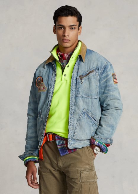 jaqueta jeans trucker BD6J1155 homens Ralph Lauren jaanai wash