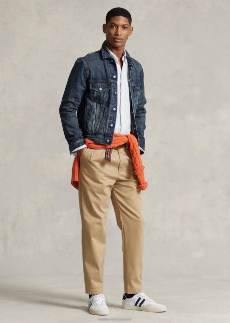 jaqueta trucker jeans desbotada BD6J911 homens Ralph Lauren tremton