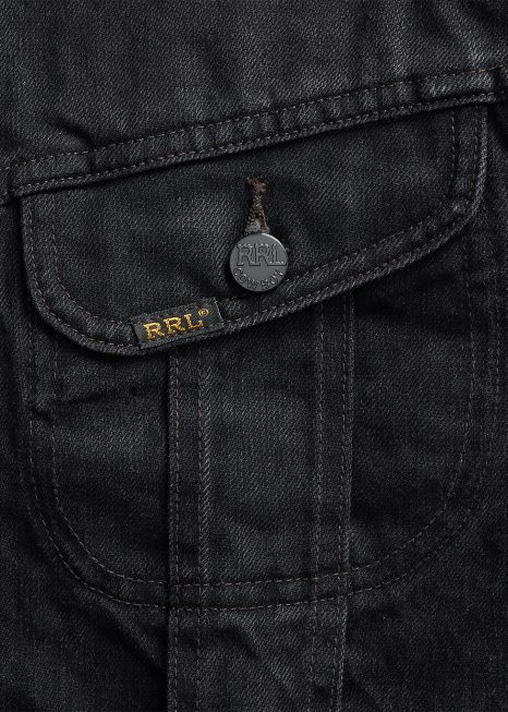 jaqueta trucker jeans preta desgastada BD6J1788 homens Ralph Lauren