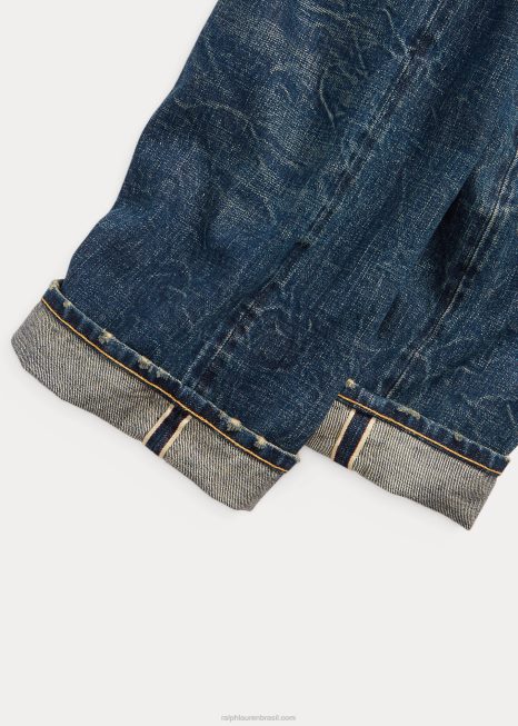jeans de ourela de ajuste reto baixo BD6J1700 homens Ralph Lauren lavagem de odessa