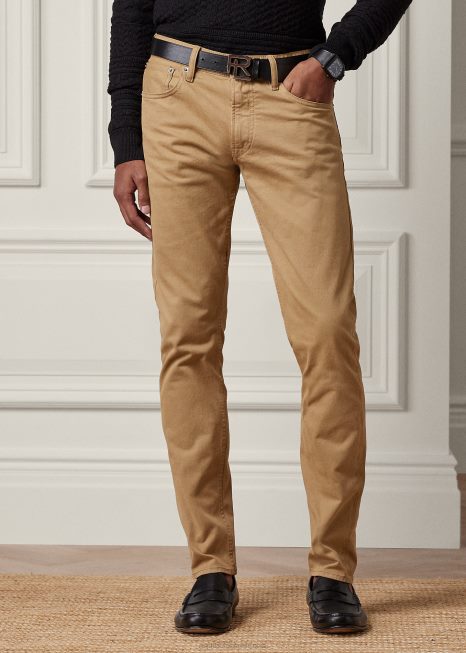 jeans elástico de ajuste fino BD6J53 homens Ralph Lauren camelo