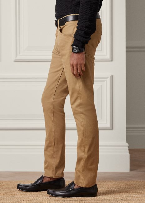 jeans elástico de ajuste fino BD6J53 homens Ralph Lauren camelo