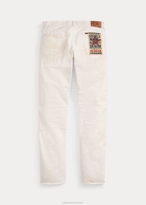jeans natural reparado alto fino BD6J1764 homens Ralph Lauren reparado semeado natural