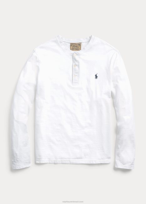 camisa slub jersey henley BD6J1333 homens Ralph Lauren branco