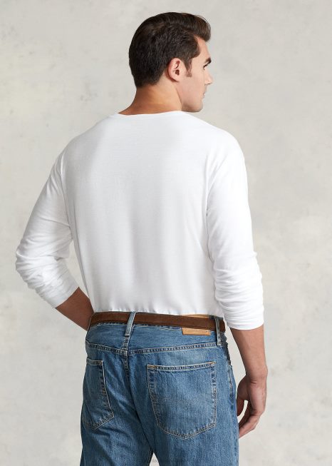 camisa slub jersey henley BD6J1333 homens Ralph Lauren branco