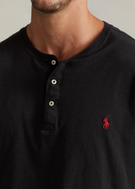 camisa slub jersey henley BD6J1335 homens Ralph Lauren preto