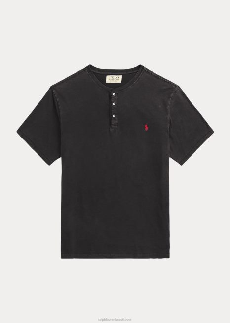 camisa slub jersey henley BD6J1352 homens Ralph Lauren preto