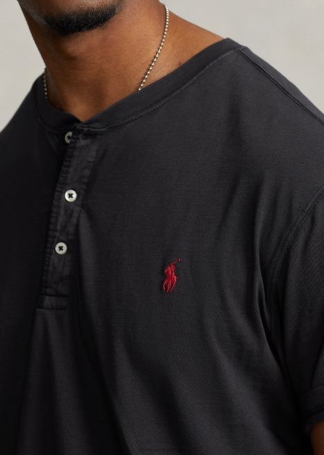 camisa slub jersey henley BD6J1352 homens Ralph Lauren preto