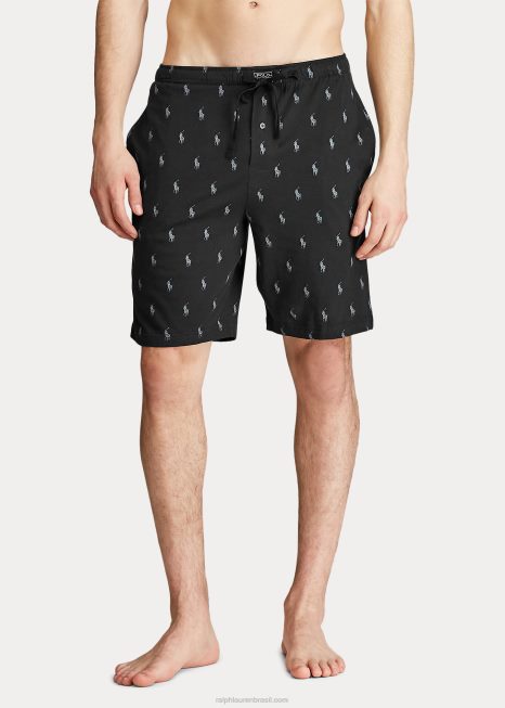 assinatura pônei dormir curto BD6J1499 homens Ralph Lauren preto/cinza ativo