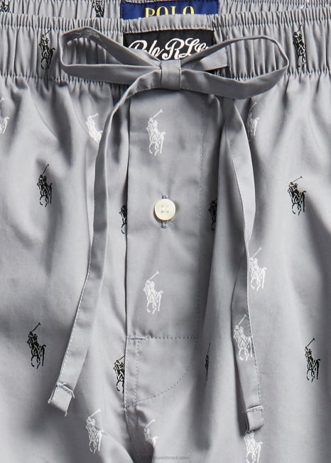 calça de pijama allover pony BD6J1129 homens Ralph Lauren museu cinza/preto