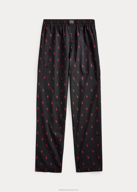 calça de pijama pônei assinatura BD6J1671 homens Ralph Lauren rl preto/rl2000 vermelho