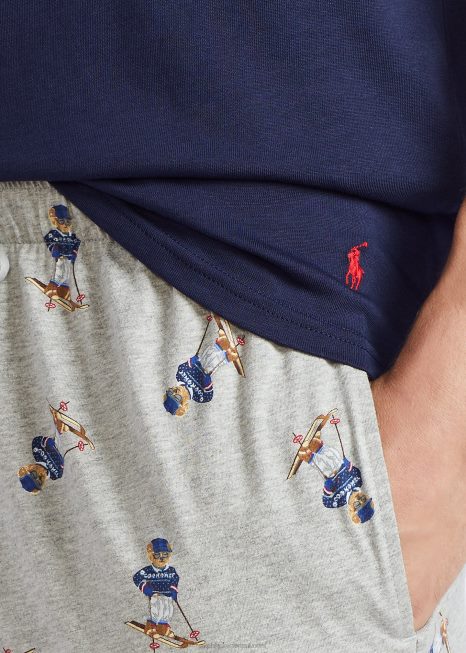 camisa de dormir de jérsei de mistura de algodão BD6J232 homens Ralph Lauren marinho/andover urze/vermelho