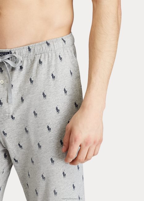 jogger de dormir de algodão allover pony BD6J610 homens Ralph Lauren andover urze/marinho