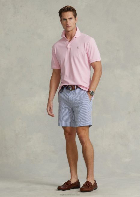 Curto reto reto de 8 polegadas BD6J90 homens Ralph Lauren seersucker azul