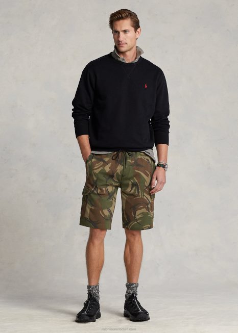 Short cargo de malha dupla de 10 polegadas BD6J8652 homens Ralph Lauren camuflagem de olmo britânico