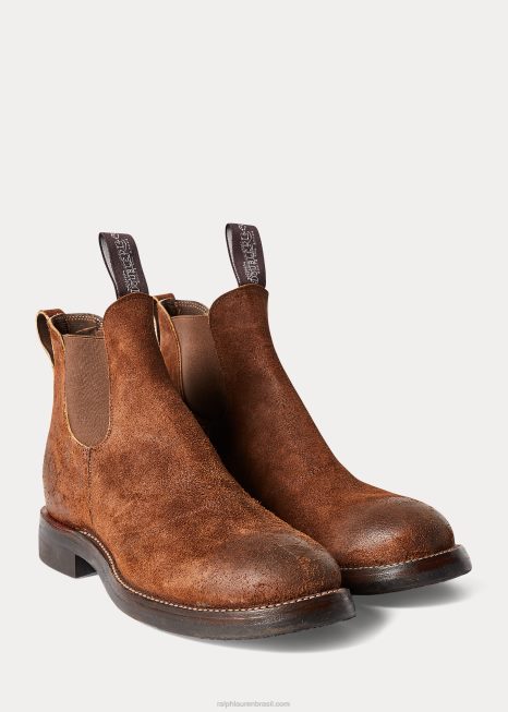 bota chelsea camurça BD6J2131 homens Ralph Lauren marrom