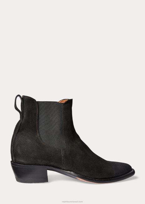 bota chelsea camurça vista lisa BD6J2133 homens Ralph Lauren preto