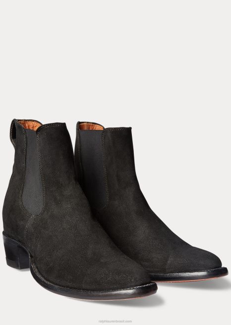 bota chelsea camurça vista lisa BD6J2133 homens Ralph Lauren preto
