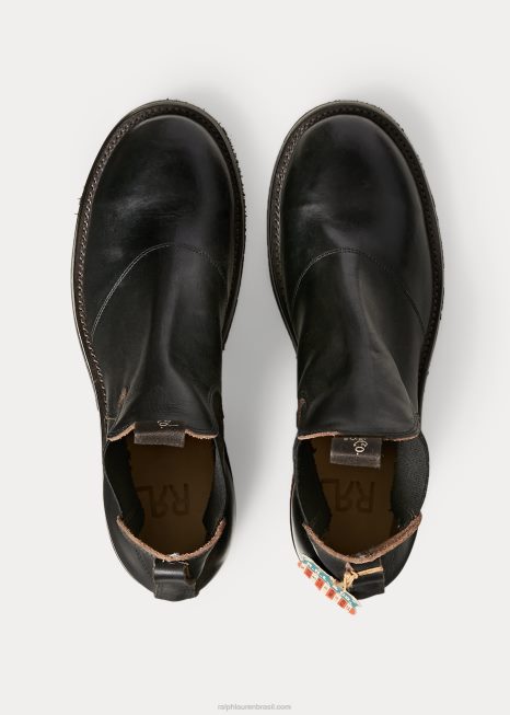 bota chelsea couro polido a mão BD6J2141 homens Ralph Lauren preto