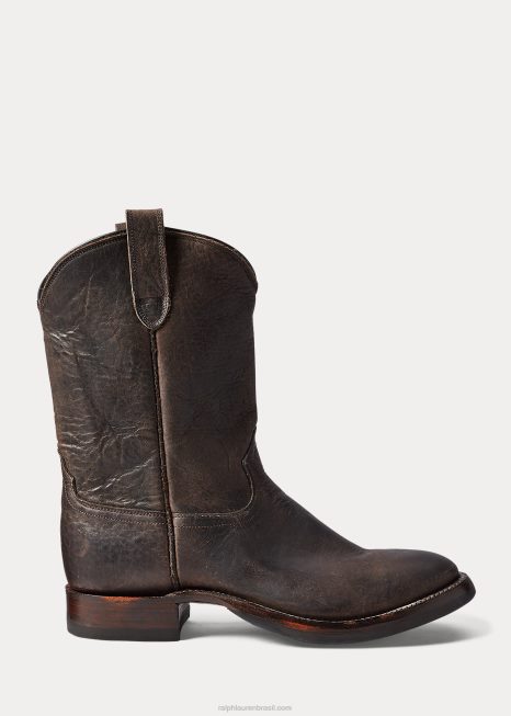 bota de couro BD6J2132 homens Ralph Lauren preto