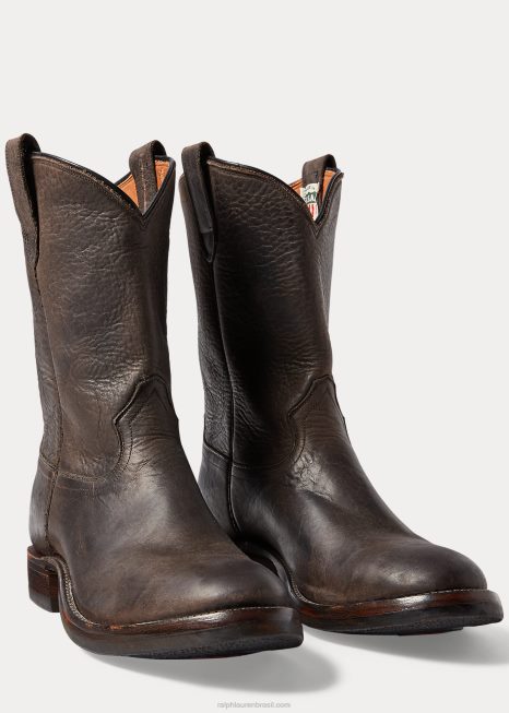 bota de couro BD6J2132 homens Ralph Lauren preto