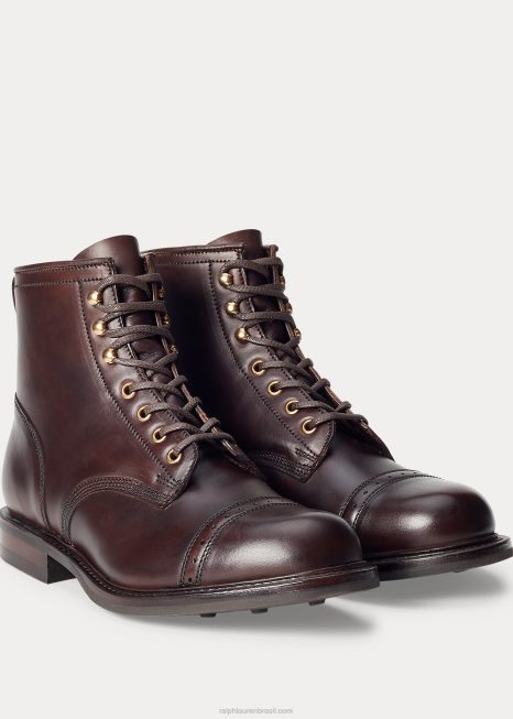 bota de couro BD6J2139 homens Ralph Lauren marrom