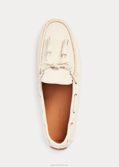 driver de camurça de bezerro harold borla BD6J2164 homens Ralph Lauren creme clássico
