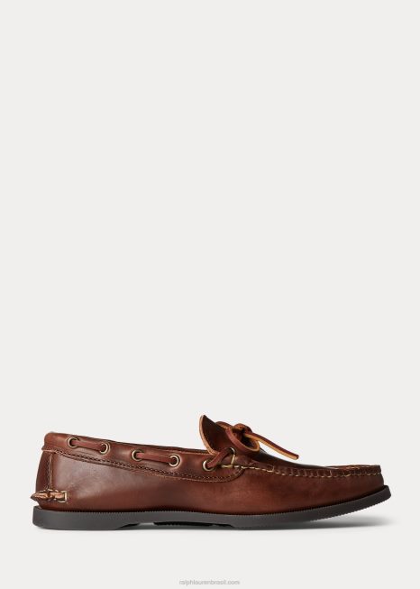 mocassim de acampamento de couro BD6J2085 homens Ralph Lauren marrom