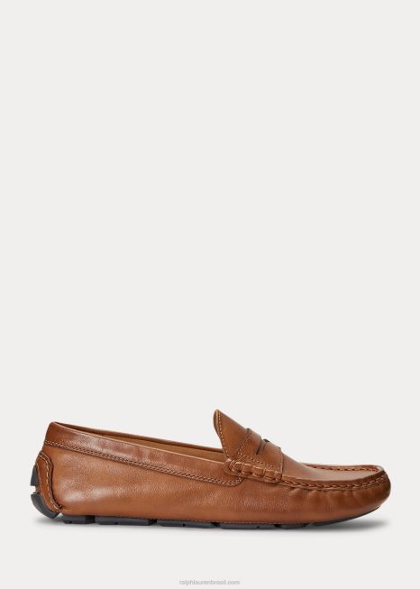 motorista de couro anders BD6J2100 homens Ralph Lauren conhaque