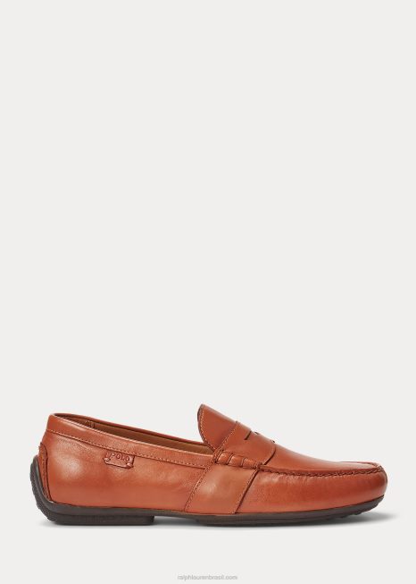 motorista de couro reynold BD6J2097 homens Ralph Lauren bronzeado