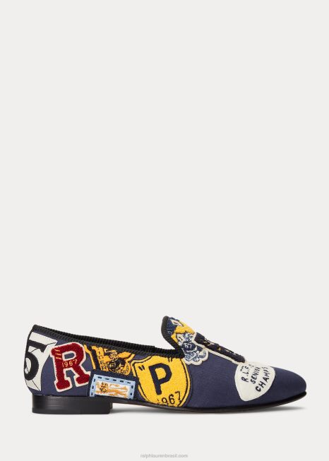 chinelo de lona com patch de logo paxton BD6J2107 homens Ralph Lauren marinho multi