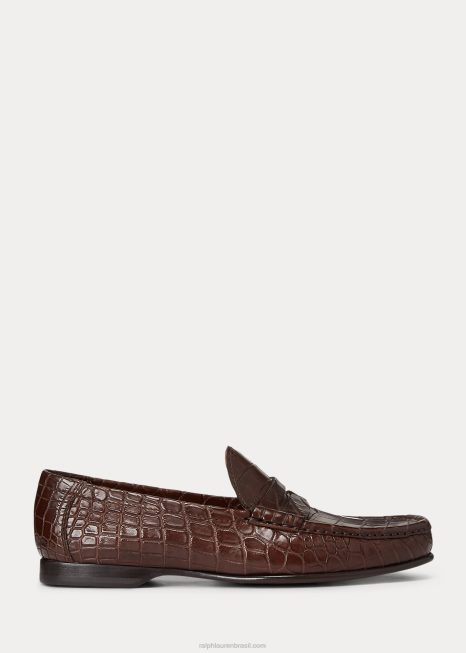 mocassim crocodilo chalmers BD6J2162 homens Ralph Lauren marrom escuro