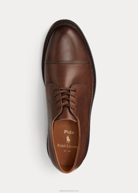 sapatilha biqueira couro asher BD6J2110 homens Ralph Lauren marrom