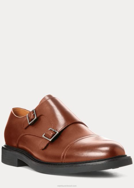 sapato asher monk strap BD6J2108 homens Ralph Lauren ruivo pálido