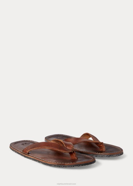 chinelos de couro BD6J2127 homens Ralph Lauren