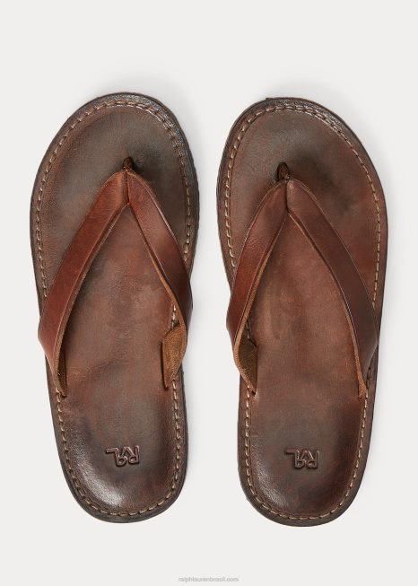 chinelos de couro BD6J2127 homens Ralph Lauren