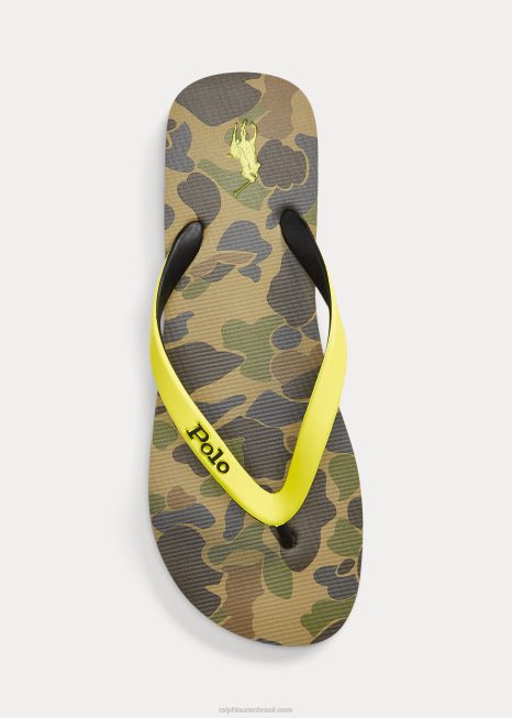 flip-flop parafuso BD6J2067 homens Ralph Lauren impressão camuflada de pele de sapo